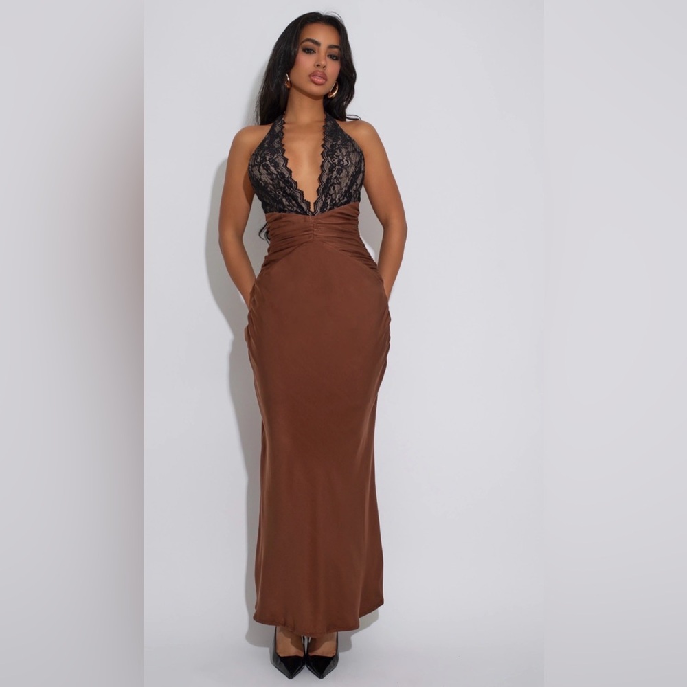 Satin and lace maxi dress
